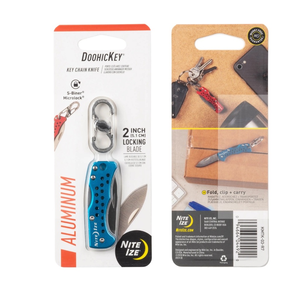 🆕⚒️Nite Ize DoohicKey Key Chain Locking Blade ~ mini ~ pocket size ~ Blue